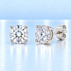 Moissanite Solitaire Stud Earrings - 1 Carat TW